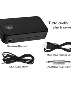 Ricevitore Bluetooth 4.1 Adattatore Wireless Audio Portatile con Microfono Stereo Auto Casa con 3,5 mm AUX