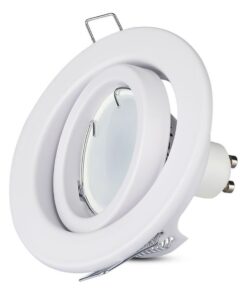 Porta Faretto Led GU10 MR16 Rotondo Con Molla Colore Bianco Orientabile Spotlight Fitting SKU-3469