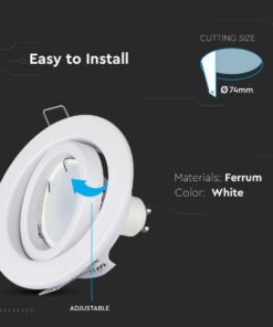 Porta Faretto Led GU10 MR16 Rotondo Con Molla Colore Bianco Orientabile Spotlight Fitting SKU-3469