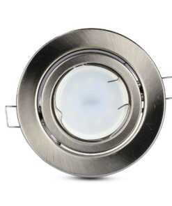 Porta Faretto Led GU10 MR16 Rotondo Con Molla Colore Nichel Satinato Orientabile Spotlight Fitting SKU-3470