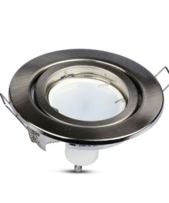 Porta Faretto Led GU10 MR16 Rotondo Con Molla Colore Nichel Satinato Orientabile Spotlight Fitting SKU-3470