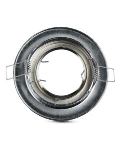 Porta Faretto Led GU10 MR16 Rotondo Con Molla Colore Cromato Orientabile Spotlight Fitting SKU-3471