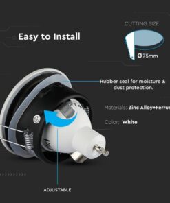 Porta Faretto Led GU10 MR16 Incasso Rotondo Colore Bianco Impermeabile IP54 SKU-3613