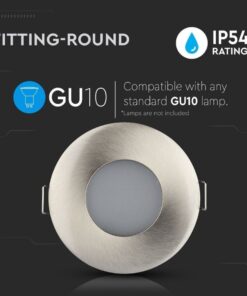 Porta Faretto Led GU10 MR16 Incasso Rotondo Colore Nichel Satinato Impermeabile IP54 SKU-3614