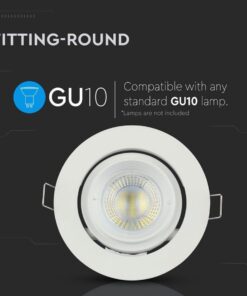 Porta Faretto Led GU10 MR16 Da Incasso Colore Bianco Orientabile 90 Gradi Rotondo Con Ghiera SKU-3689