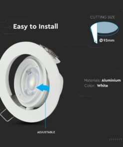 Porta Faretto Led GU10 MR16 Da Incasso Colore Bianco Orientabile 90 Gradi Rotondo Con Ghiera SKU-3689