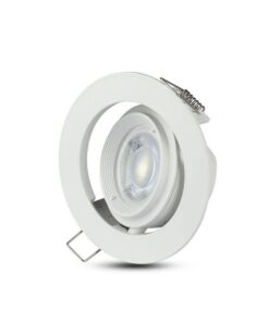 Porta Faretto Led GU10 MR16 Da Incasso Colore Bianco Orientabile 90 Gradi Rotondo Con Ghiera SKU-3689