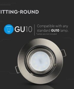 Porta Faretto Led GU10 MR16 Da Incasso Colore Nichel Satinato 90 Gradi Orientabile Rotondo Con Ghiera SKU-3690