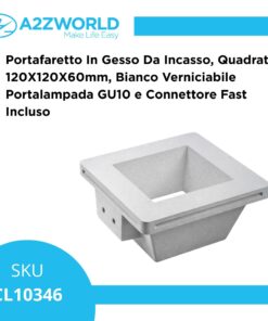 Alternative view of Portafaretto In Gesso Da Incasso, Quadrato 120X120X60mm, Bianco Verniciabile Portalampada GU10 e Connettore Fast Incluso
