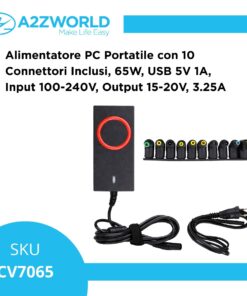 Alternative view of Alimentatore Universale Laptop 65W, Output 15–20V 3.25A, 10 Connettori