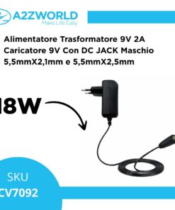 Alternative view of Alimentatore Trasformatore 9V 2A 18W Caricatore 9V Con DC JACK Maschio 5,5mmX2,1mm e 5,5mmX2,5mm