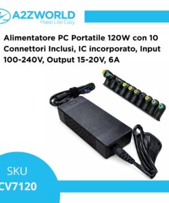 Alternative view of Alimentatore Universale Laptop 120W, Output 15–20V 6A, 10 Connettori