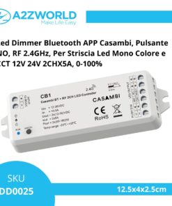 Alternative view of Led Dimmer Bluetooth APP Casambi, Pulsante NO, RF 2.4GHz, Per Striscia Led Mono Colore e CCT 12V 24V 2CHX5A, 0-100%