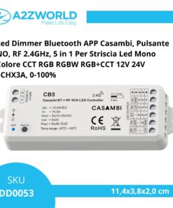 Alternative view of Led Dimmer Bluetooth APP Casambi, RF 2.4GHz, 5 in 1 Per Striscia Led Mono Colore CCT RGB RGBW RGB+CCT 12V 24V 5CHX3A, 0-100%