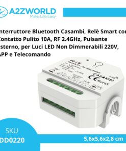 Alternative view of Interruttore Bluetooth Casambi, Relè Smart con Contatto Pulito 10A, RF 2.4GHz, Pulsante Esterno, per Luci LED Non Dimmerabili 220V, APP e Telecomando