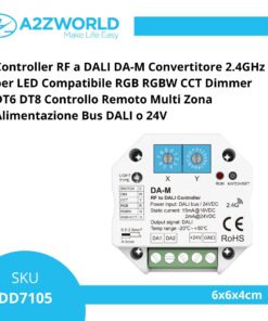 Controller RF a DALI DA-M Convertitore 2.4GHz per LED Compatibile RGB RGBW CCT Dimmer DT6 DT8 Controllo Remoto Multi Zona Alimentazione Bus DALI o 24V