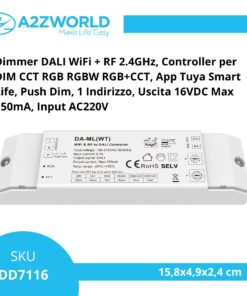 Alternative view of Dimmer DALI WiFi + RF 2.4GHz, Controller per DIM CCT RGB RGBW RGB+CCT, App Tuya Smart Life, Push Dim, 1 Indirizzo, Uscita 16VDC Max 150mA, Input AC220V