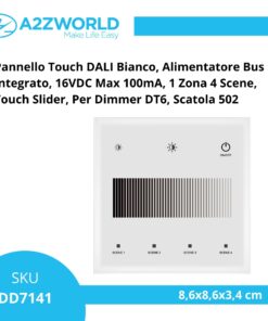 Alternative view of Pannello Touch DALI Bianco, Alimentatore Bus Integrato, 16VDC Max 100mA, 1 Zona 4 Scene, Touch Slider, Per Dimmer DT6, 86X86mm Per Scatola 502