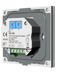 Pannello Touch DALI Bianco, Alimentatore Bus Integrato, 16VDC Max 100mA, 1 Zona 4 Scene, Touch Slider, Per Dimmer DT6, 86X86mm Per Scatola 502