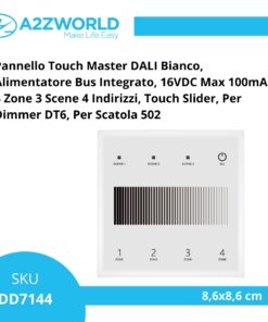 Alternative view of Pannello Touch Master DALI Bianco, Alimentatore Bus Integrato, 16VDC Max 100mA, 4 Zone 3 Scene 4 Indirizzi, Touch Slider, Per Dimmer DT6, 86X86mm Per Scatola 502
