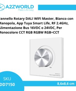 Alternative view of Pannello Rotary DALI WiFi Master, Bianco con Manopola, App Tuya Smart Life, RF 2.4GHz, Alimentazione Bus 16VDC o 24VDC, Per Monocolore CCT RGB RGBW RGB+CCT, 86X86mm
