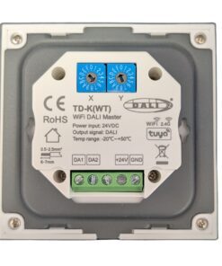 Pannello Rotary DALI WiFi Master, Bianco con Manopola, App Tuya Smart Life, RF 2.4GHz, Alimentazione Bus 16VDC o 24VDC, Per Monocolore CCT RGB RGBW RGB+CCT, 86X86mm