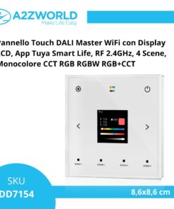 Alternative view of Pannello Touch DALI Master WiFi con Display LCD, App Tuya Smart Life, RF 2.4GHz, 4 Scene, Monocolore CCT RGB RGBW RGB+CCT, 86X86mm