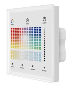 Pannello Touch Master DALI 5 Canali, Alimentatore Bus Integrato, 16VDC Max 100mA, 1 Zona 4 Scene, Touch Slider, 5 In 1 Per DIM CCT RGB RGBW RGB+CCT, 86X86mm Per Scatola 502