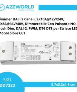 Alternative view of Dimmer DALI 2 Canali, 2X10A@12V/24V, 2X8A@36V/48V, Dimmerabile Con Pulsante NO, Push Dim, DALI-2, PWM, DT6 DT8 per Strisce LED Monocolore CCT