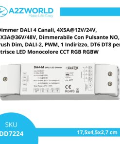 Alternative view of Dimmer DALI 4 Canali, 4X5A@12V/24V, 4X3A@36V/48V, Dimmerabile Con Pulsante NO, Push Dim, DALI-2, PWM, 1 Indirizzo, DT6 DT8 per Strisce LED Monocolore CCT RGB RGBW