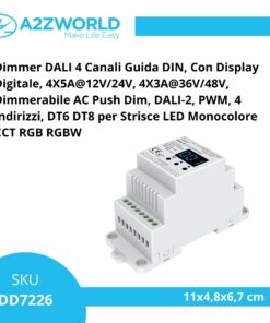 Alternative view of Dimmer DALI 4 Canali Guida DIN, Con Display Digitale, 4X5A@12V/24V, 4X3A@36V/48V, Dimmerabile AC Push Dim, DALI-2, PWM, 4 Indirizzi, DT6 DT8 per Strisce LED Monocolore CCT RGB RGBW