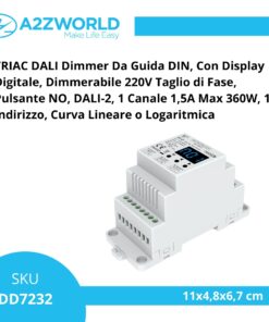 Alternative view of TRIAC DALI Dimmer Da Guida DIN, Con Display Digitale, Dimmerabile 220V Taglio di Fase, Pulsante NO, DALI-2, 1 Canale 1,5A Max 360W, 1 Indirizzo, Curva Lineare o Logaritmica