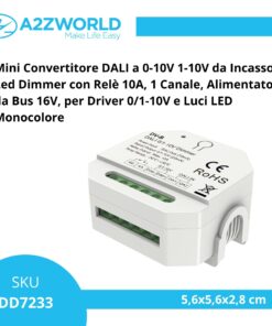 Alternative view of Mini Convertitore DALI a 0-10V 1-10V, Led Dimmer con Relè 10A, 1 Canale, Alimentato da Bus 16V, per Driver 0/1-10V e Luci LED Monocolore, 56X56X28mm da Incasso