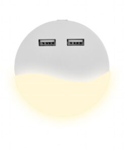 Segnapasso Led Notturno Rotondo 4000K Caricabatteria 2 Porte USB Caricatore 2A Sensore Crepuscolare SKU-506