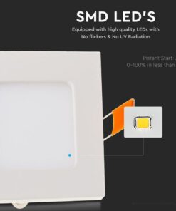 Faretto Pannello Led Da Incasso Quadrato 6W Bianco Caldo 120x120mm SKU-4863