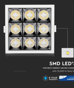 Faretto Led Da Incasso Quadrato 9X4W Freddo 5700K UGR<19 Riflettore 38° CRI>90 Chip Samsung SKU-997