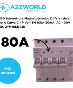 Alternative view of RCBO Interruttore Magnetotermico Differenziale Tipo A Curva C 4P Veri 5M 10kA 30mA, AC 400V IP20, GYM10LE-125, Disponibili 63A 80A 100A (C80A)