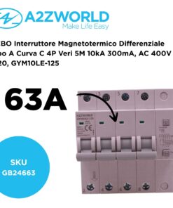 Alternative view of RCBO Interruttore Magnetotermico Differenziale Tipo A Curva C 4P Veri 5M 10kA 300mA, AC 400V IP20 GYM10LE-125, Disponibili 63A 80A 100A (C63A)