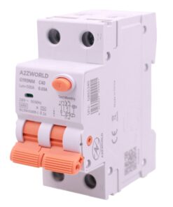 RCBO Doppia Leva, Interruttore Magnetotermico Differenziale Tipo A Curva C 1P+N 2M 6000A 30mA AC 230V IP20 IEC61009-1 GYR9NM, Disponibili 40A 50A 63A (C40A)
