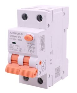 RCBO Doppia Leva, Interruttore Magnetotermico Differenziale Tipo A Curva C 1P+N 2M 6000A 30mA AC 230V IP20 IEC61009-1 GYR9NM, Disponibili 40A 50A 63A (C50A)