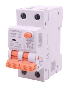 RCBO Doppia Leva, Interruttore Magnetotermico Differenziale Tipo A Curva C 1P+N 2M 6000A 300mA AC 230V IP20 IEC61009-1 GYR9NM, Disponibili 40A 50A 63A (C50A)