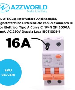Alternative view of AFDD+RCBO Interruttore Antiincendio, Magnetotermico Differenziale con Rilevamento Di Arco Elettrico, Tipo A Curva C, 1P+N 2M 6000A 30mA, AC 220V Doppia Leva,GYR9NE-ARC,10A 16A 20A 25A 32A 40A (C16A)