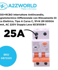 Alternative view of AFDD+RCBO Interruttore Antiincendio, Magnetotermico Differenziale con Rilevamento Di Arco Elettrico, Tipo A Curva C, 1P+N 2M 6000A 30mA, AC 220V Doppia Leva,GYR9NE-ARC,10A 16A 20A 25A 32A 40A (C25A)