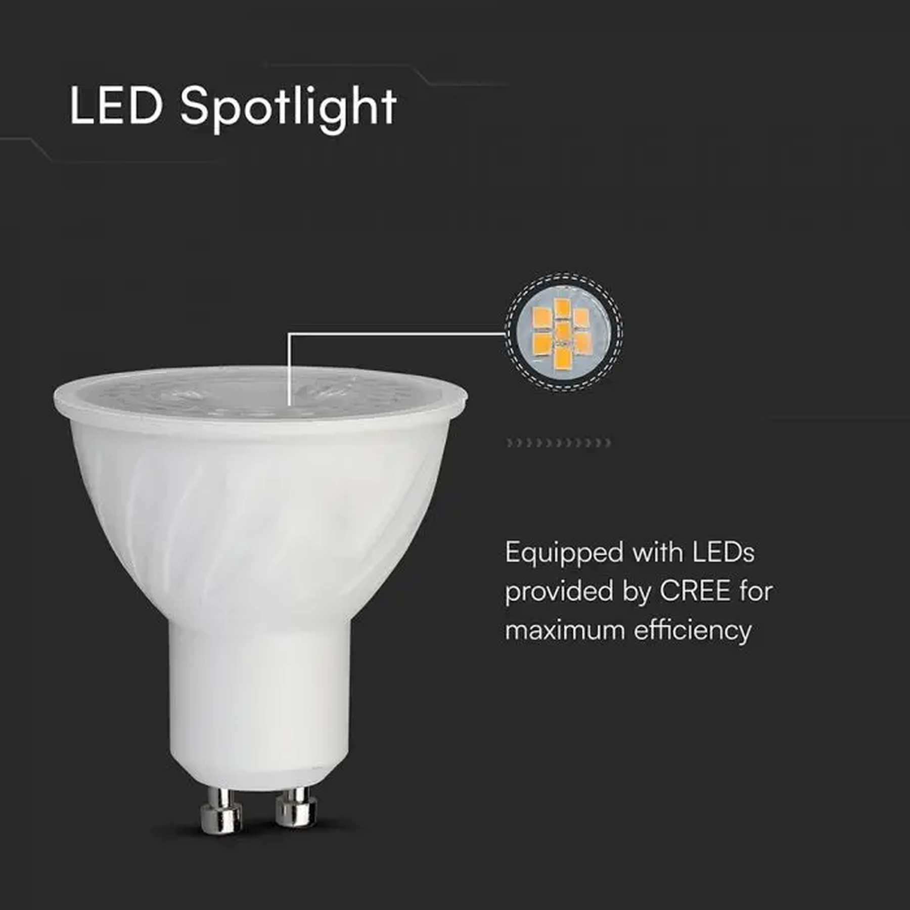 Lampada LED GU10 Dimmerabile Triac Taglio di Fase 6W 445lm, Angolo Stretto 38° 220V, 3000K/4000K/6500K (Bianco Freddo 6500K) - immagine 5