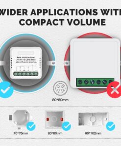 Relè Multifunzione 2 Canali Da Incasso, Silenzioso Con Memoria, 8 Modalità In 1 (Passo-Passo Bistabile, Commutatore, Alternanza A/B 1NO+1NC, Monostabile, 3/4 Sequenze, Temporizzato 3 Minuti), 2X10A (Imax 16A) 220V AC IP20, 40X40X18mm