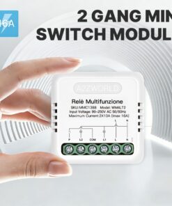 Relè Multifunzione 2 Canali Da Incasso, Silenzioso Con Memoria, 8 Modalità In 1 (Passo-Passo Bistabile, Commutatore, Alternanza A/B 1NO+1NC, Monostabile, 3/4 Sequenze, Temporizzato 3 Minuti), 2X10A (Imax 16A) 220V AC IP20, 40X40X18mm