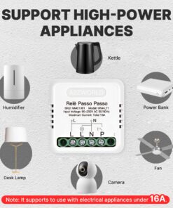 Relè Multifunzione 2 Canali Da Incasso, Silenzioso Con Memoria, 8 Modalità In 1 (Passo-Passo Bistabile, Commutatore, Alternanza A/B 1NO+1NC, Monostabile, 3/4 Sequenze, Temporizzato 3 Minuti), 2X10A (Imax 16A) 220V AC IP20, 40X40X18mm
