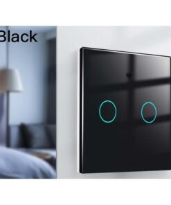 Interruttore Wifi Da Parete 86X86 Pannello Touch 2 Tasti Colore Nero WiFi + RF 433 Compatibile con Amazon Alexa e Google Home - ASDSHOP
