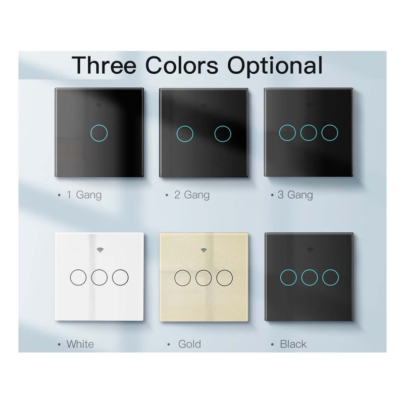 Interruttore Wifi Da Parete 86X86 Pannello Touch 2 Tasti Colore Nero WiFi + RF 433 Compatibile con Amazon Alexa e Google Home - immagine 6