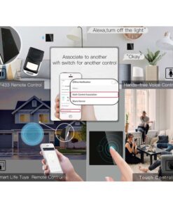 Interruttore Wifi Da Parete 86X86 Pannello Touch 2 Tasti Colore Nero WiFi + RF 433 Compatibile con Amazon Alexa e Google Home - ASDSHOP